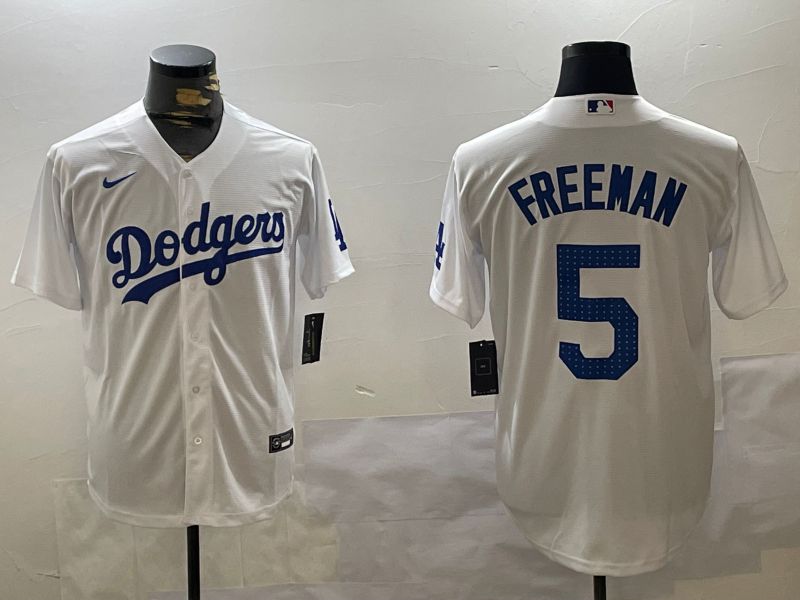 Men Los Angeles Dodgers 5 Freeman White Game 2024 Nike MLB Jersey style 1120